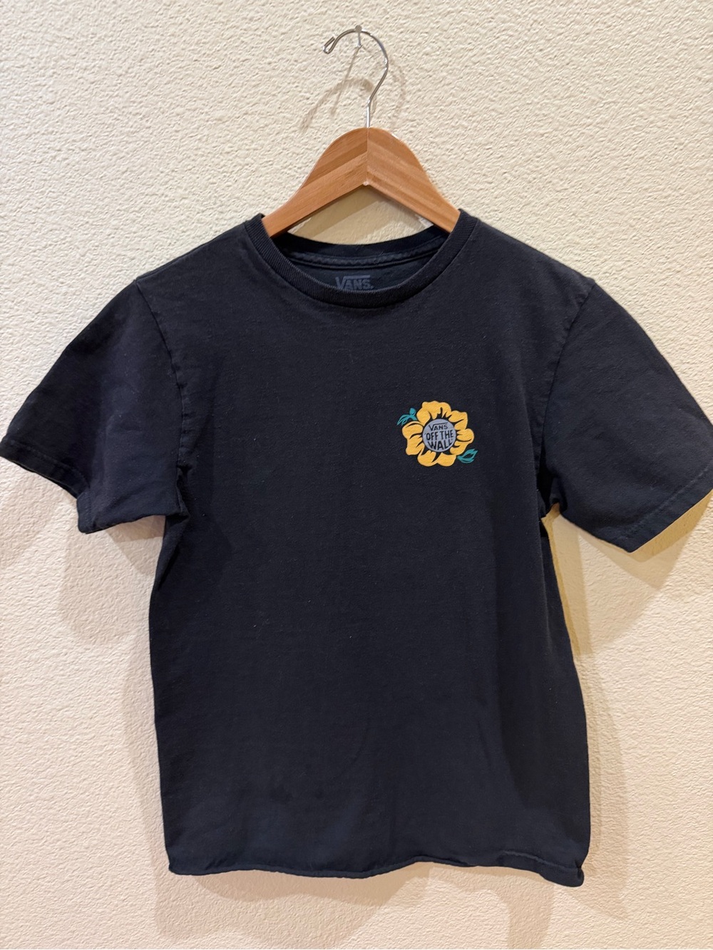 Vans Black Tee with Yellow Flower Graphic